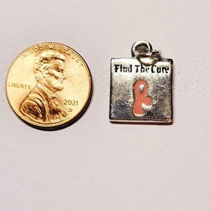 Square 'Find the Cure' pink ribbon charm 3 for $10
